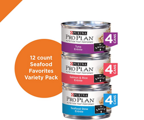 Purina Pro Plan - All Breeds, Adult Cat Seafood Favorites, Variety Pack 12 Can Case Canned Cat Food-Southern Agriculture