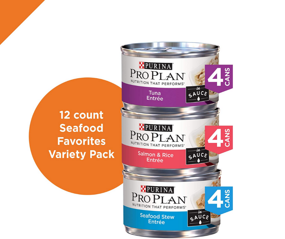 Purina Pro Plan - All Breeds, Adult Cat Seafood Favorites, Variety Pack 12 Can Case Canned Cat Food-Southern Agriculture