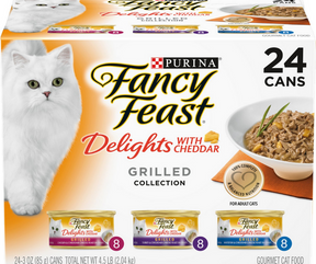 Purina Fancy Feast - All Breeds, Adult Cat Delights with Cheddar Cheese Grilled Meat in Gravy, Variety Pack Canned Cat Food-Southern Agriculture