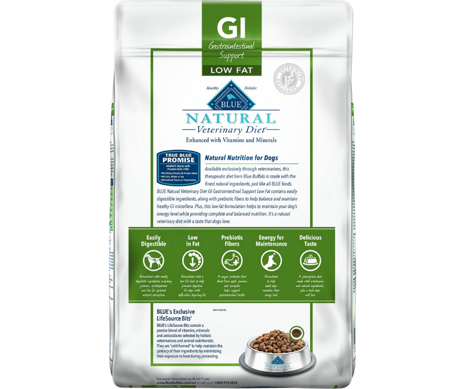 Blue Buffalo, BLUE Natural Veterinary Diet - GI Gastrointestinal Support, Low Fat Dry Dog Food-Southern Agriculture