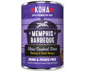 KOHA, Slow Cooked Stews - All Breeds, Adult Dog Memphis Barbeque - Chicken & Pork Recipe Canned Dog Food-Southern Agriculture