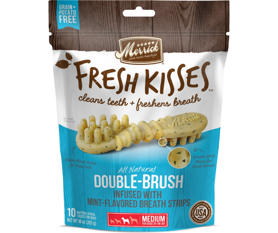 Merrick - Fresh Kisses Double-Brush Mint Breath Strip Medium Breed. Dog Treats.-Southern Agriculture