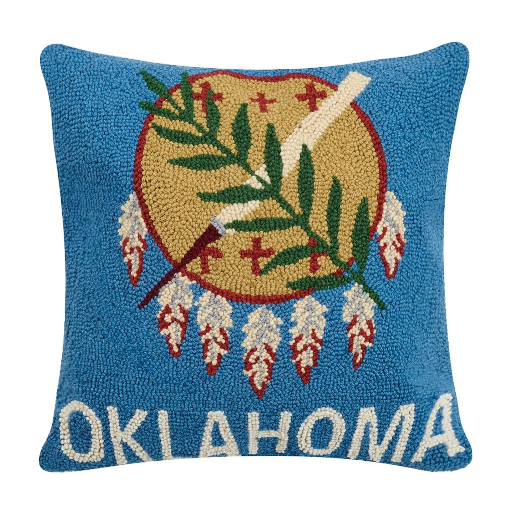 Oklahoma Flag Hook Pillow by Peking Handicraft