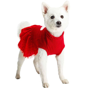 Red with Pink Heart | For Love of Pets Dog Sweater