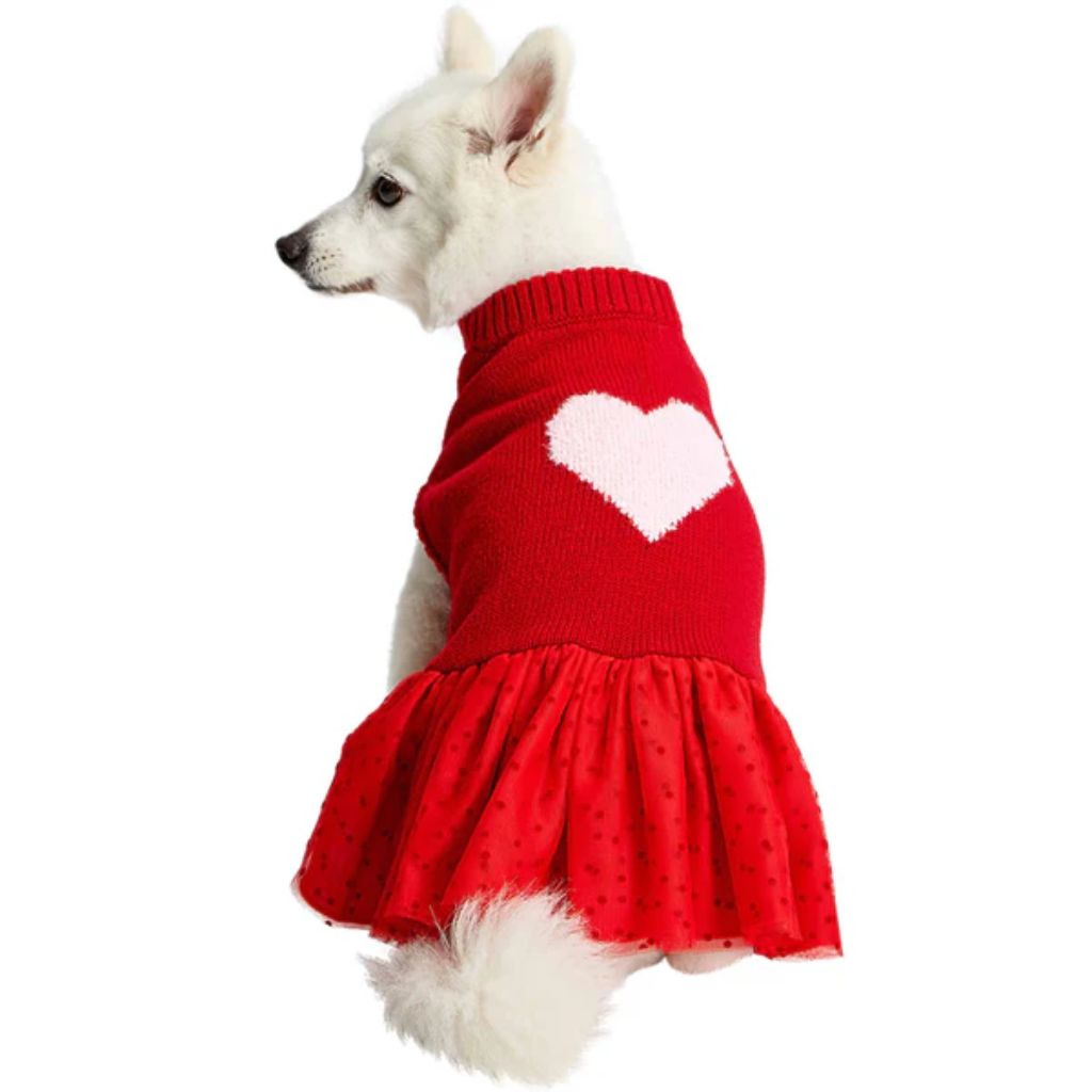 Red with Pink Heart | For Love of Pets Dog Sweater