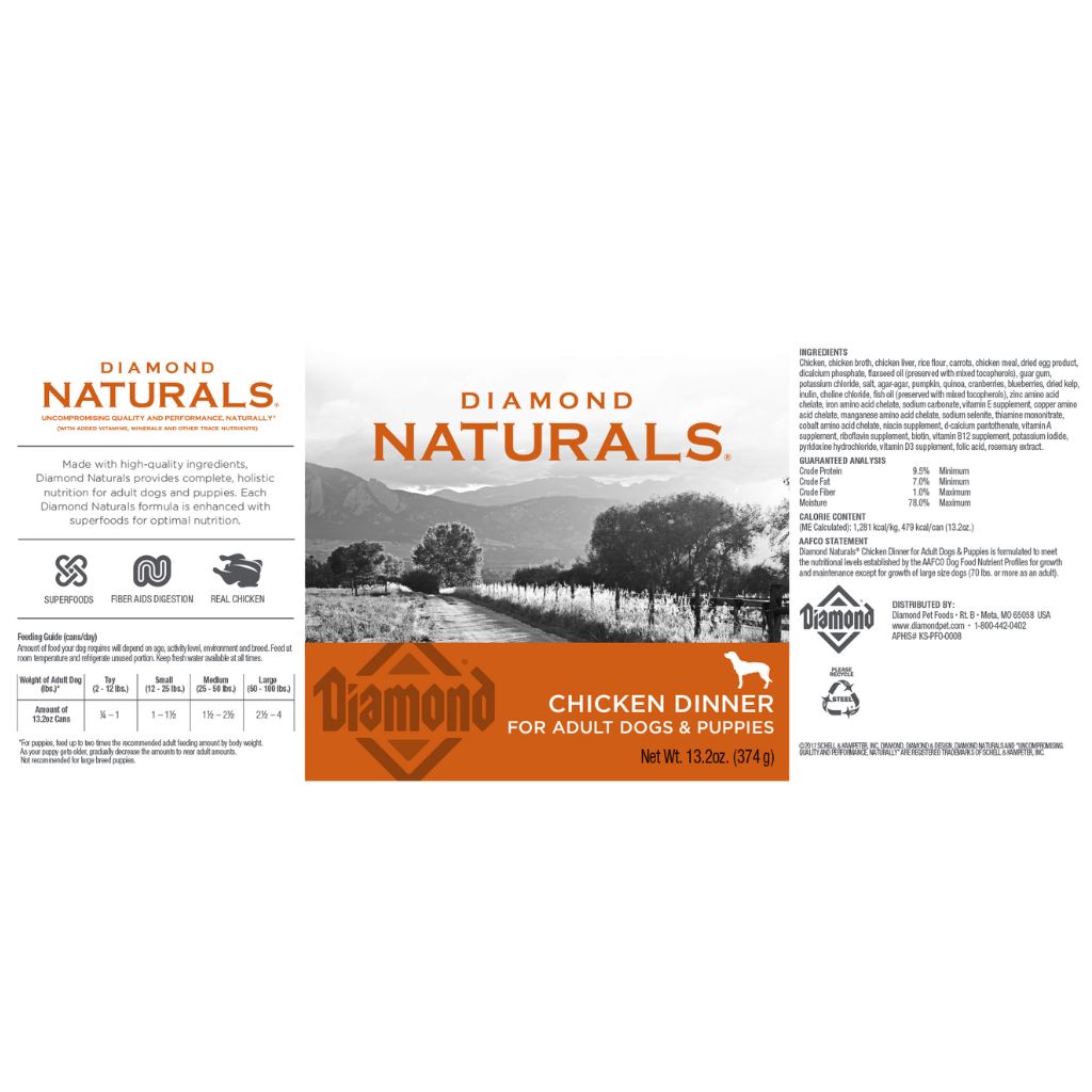 Diamond, Naturals - All Dog Breeds, All Life Stages Chicken Dinner Canned Dog Food