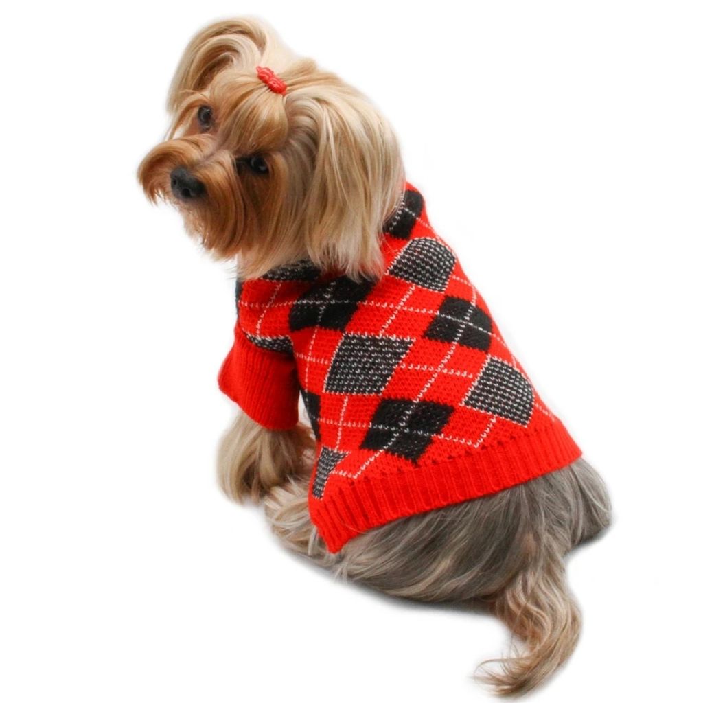 Klippo - Argyle Turtleneck Sweater in Red/Black/White for Dogs-Southern Agriculture