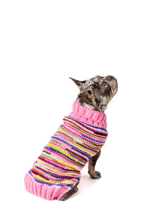 Dog Sweater Pink Multi	Wool