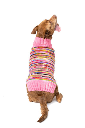 Dog Sweater Pink Multi	Wool