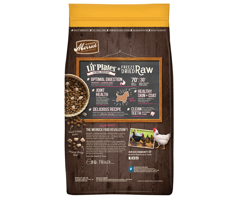 Merrick Lil' Plates Grain Free - Small Breed, Adult Dog Real Chicken and Sweet Potato with Raw Bites Recipe Dry Dog Food-Southern Agriculture