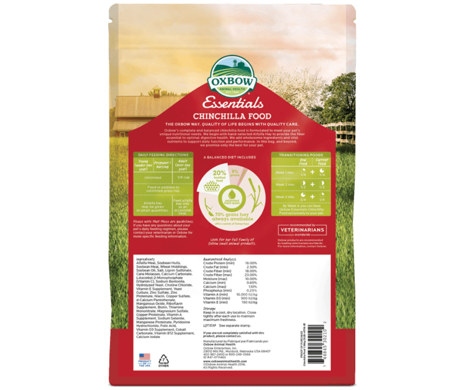 Oxbow Essential Chinchilla Food 3 lb.-Southern Agriculture