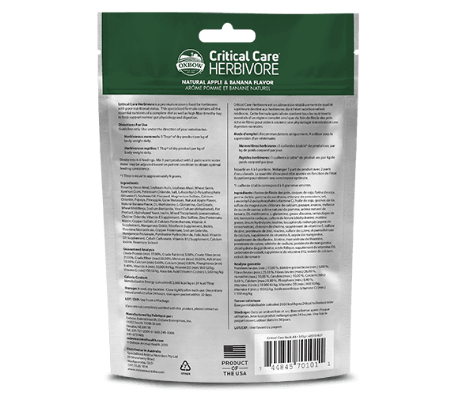 Oxbow Critical Care - Herbivore (For Small Animals) 141 gm-Southern Agriculture