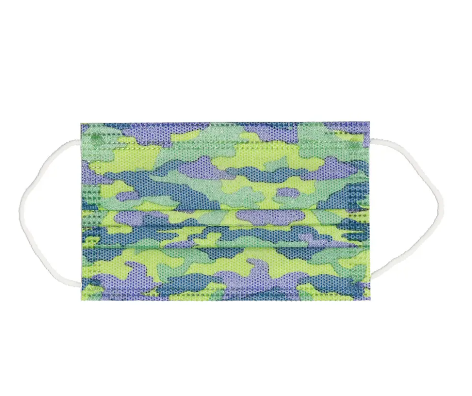 Kid's Disposable 3 Ply Mask Blue Camo Design 7 Pack-Southern Agriculture