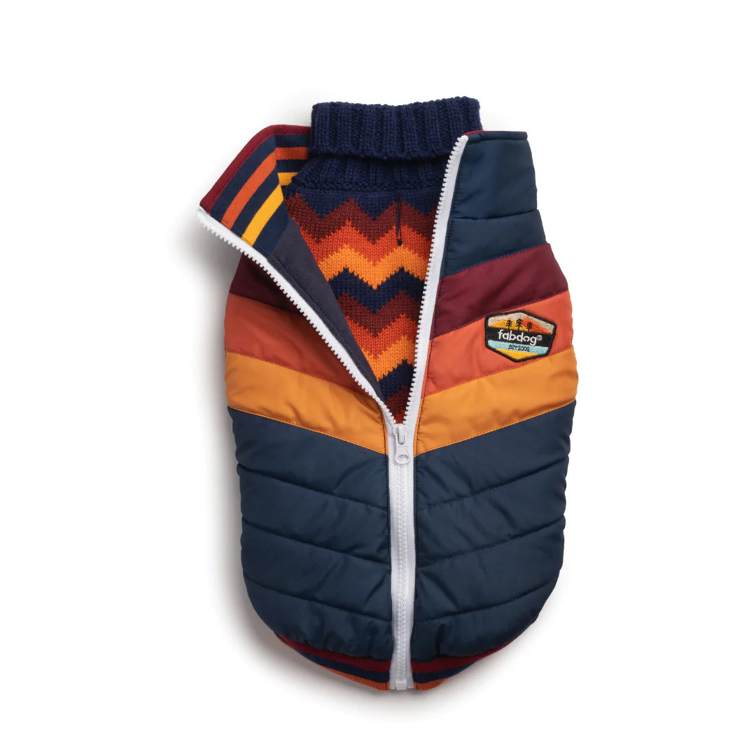 Fabdog Dog Coat Navy Chevron