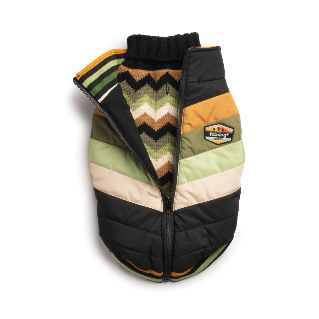 Fabdog Dog Coat Black Chevron