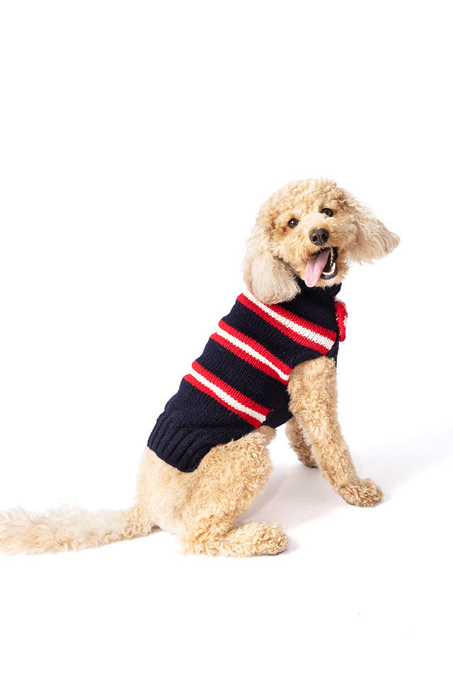 Chilly Dog - Dog Sweater Bow Tie Red, White & Blue