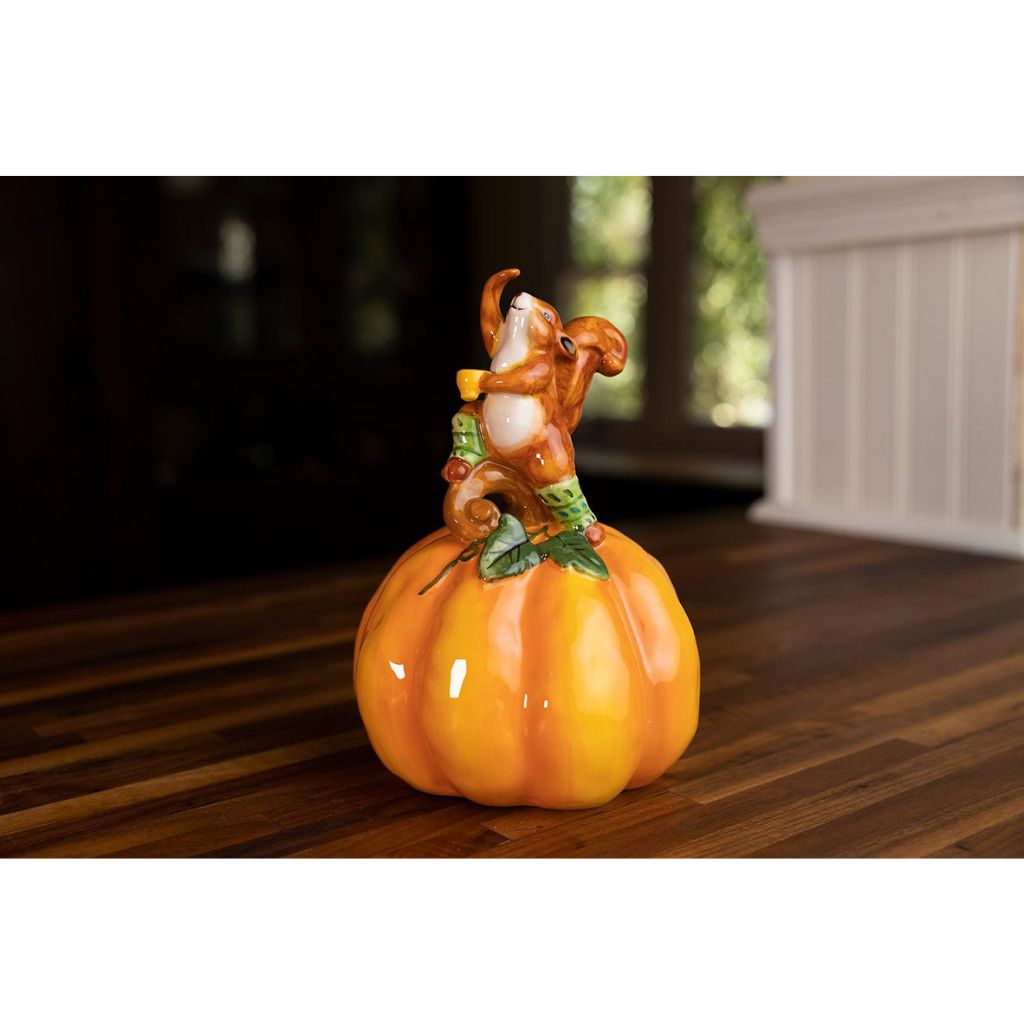 Cookie Jar Harvest Time Pumpkin Squirrel