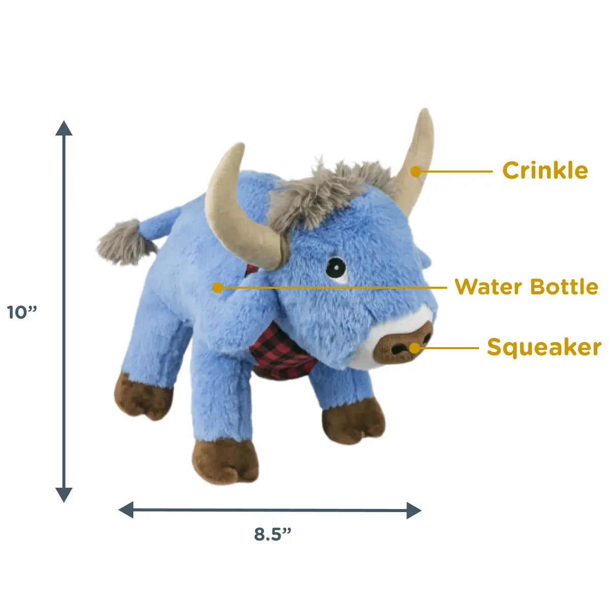 Tall Tails - Blue Ox With Water Bottle Crunch, Crinkle & Squeaker