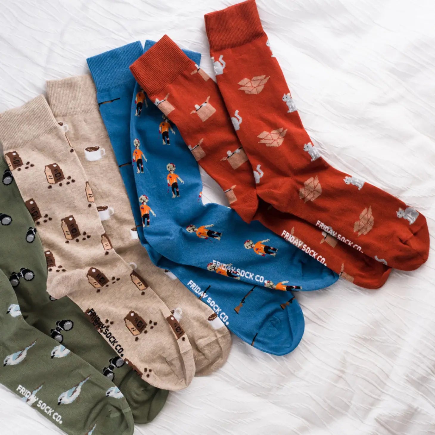 Friday Sock Company - Orange Cat & Box Mismatched