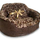 Precious Tails - Leopard Princess Pet Bed with Bone Pillow