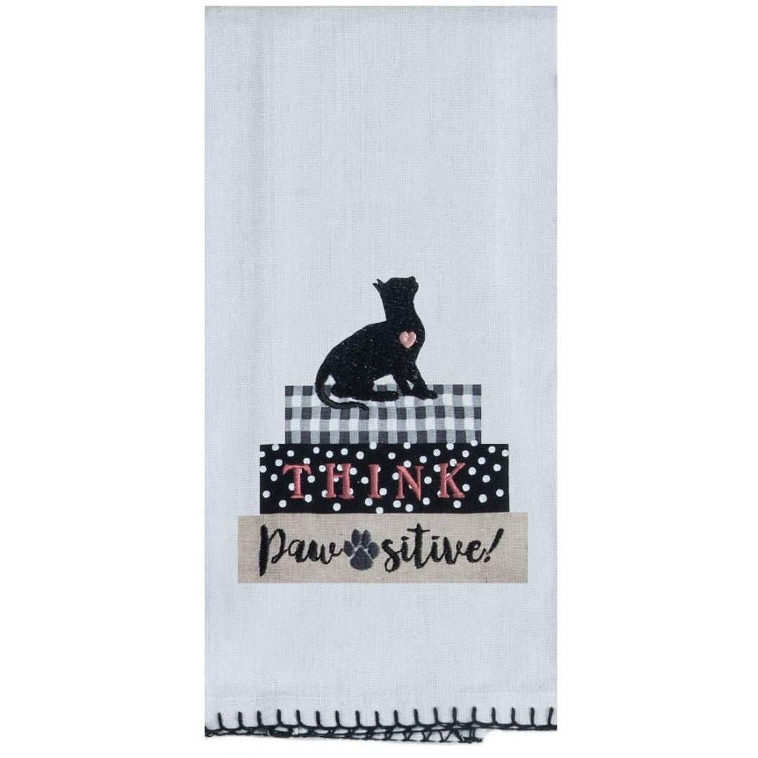 Kay Dee Designs - Think Pawsitive Embroidered Tea Towel-Southern Agriculture