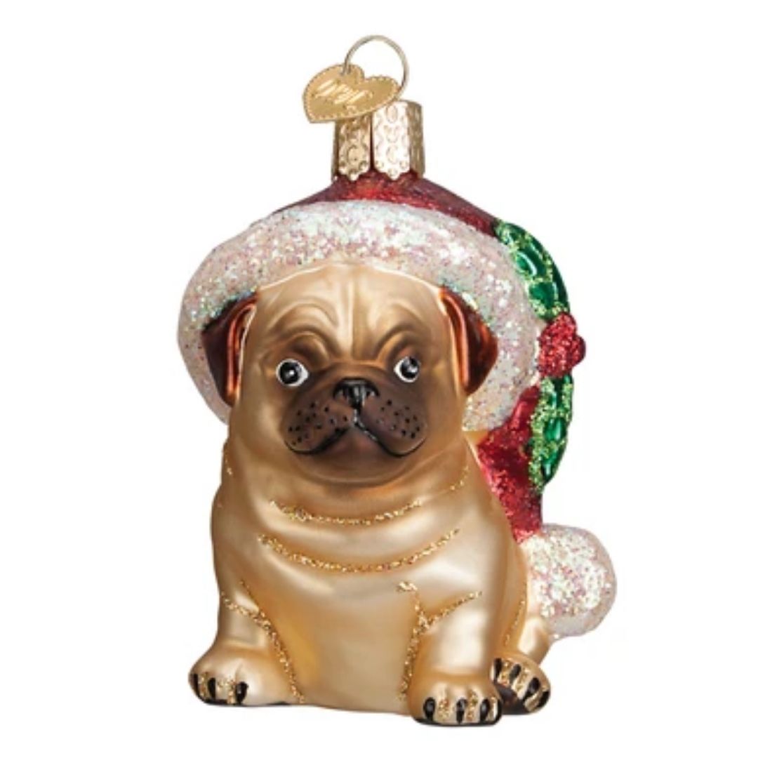 Old World Christmas - Holly Hat Pug Ornament-Southern Agriculture