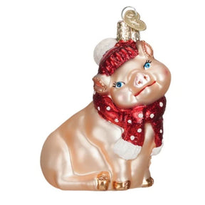 Old World Christmas - Snowy Pig Ornament-Southern Agriculture