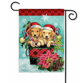 Christmas Puppy Bucket Garden Flag