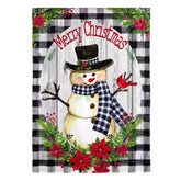 Country Plaid Snowman Garden Strié Flag