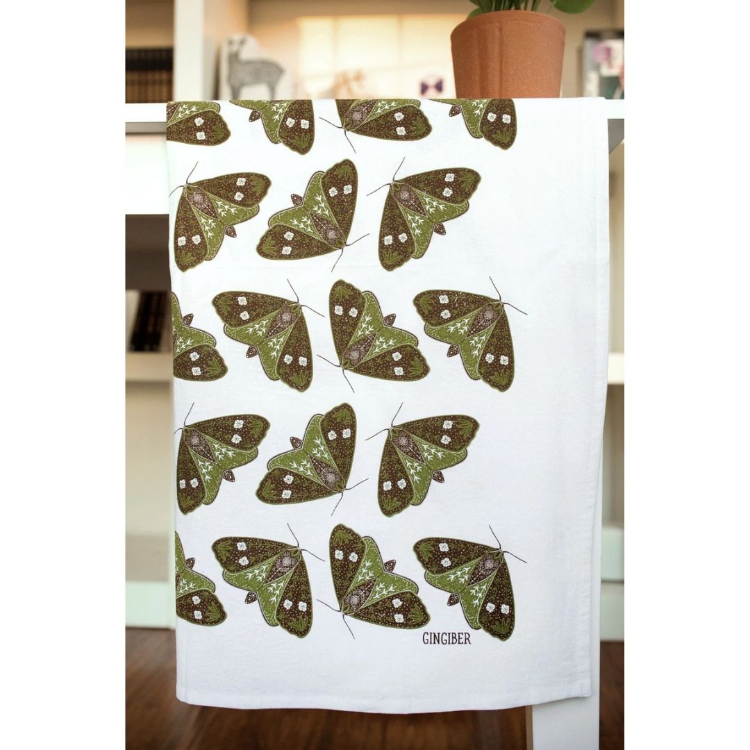 Gingiber Moths Tea Towel