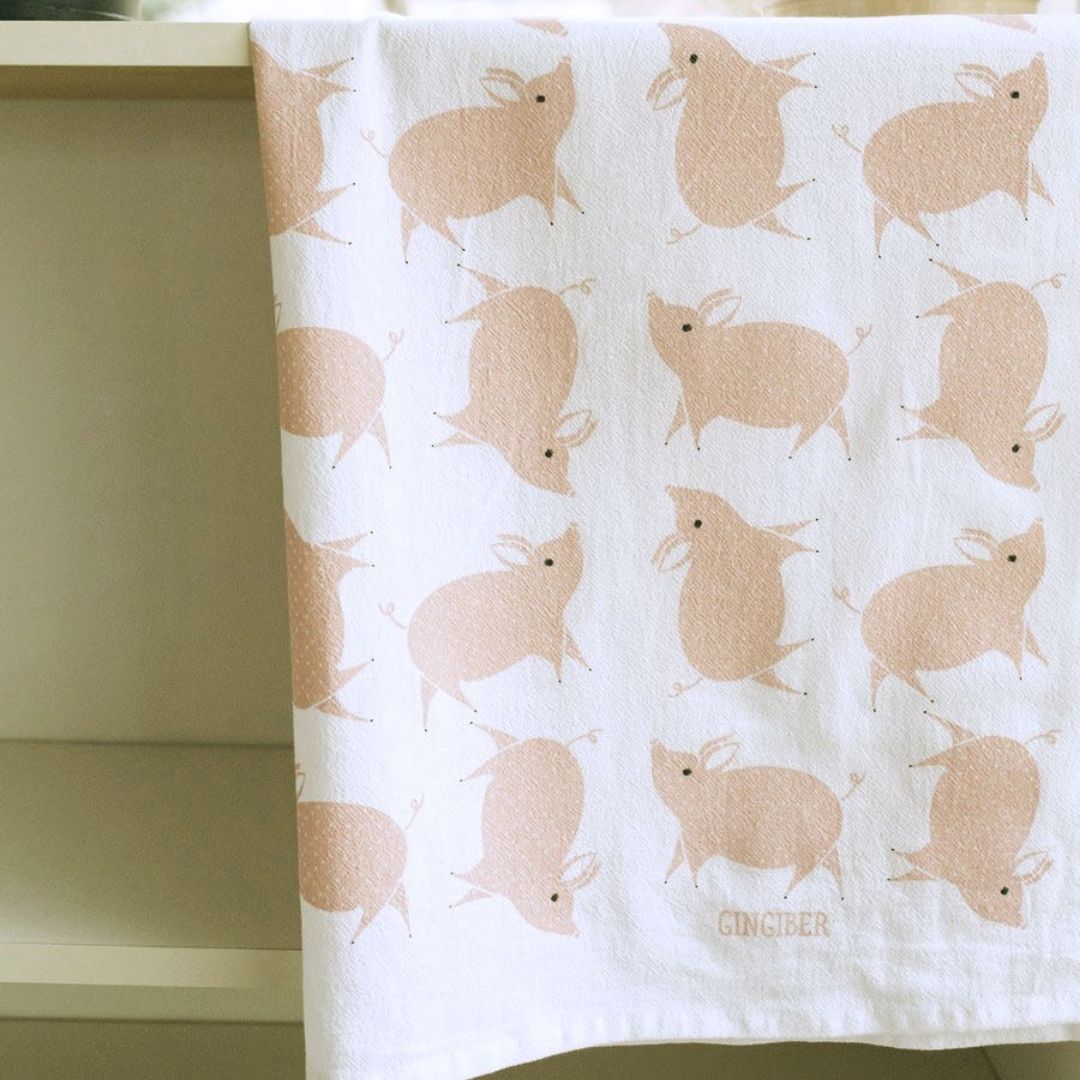 Gingiber Pig Tea Towel