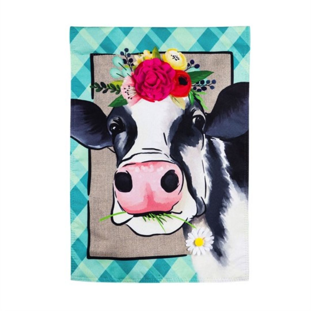 Floral Crown Cow Flag