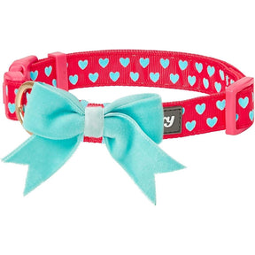 Lust Red | Dotted Velvet Heart Dog Collar