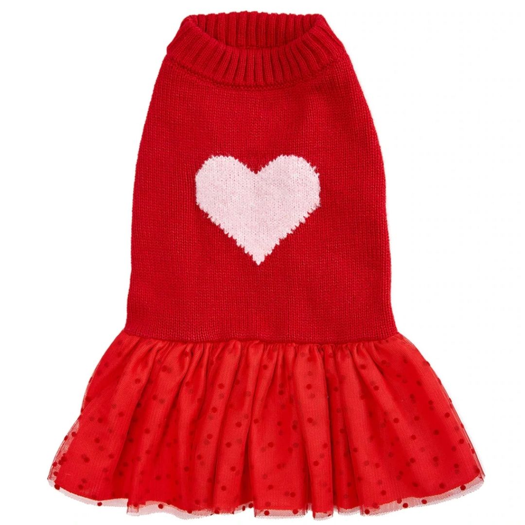 Red with Pink Heart | For Love of Pets Dog Sweater