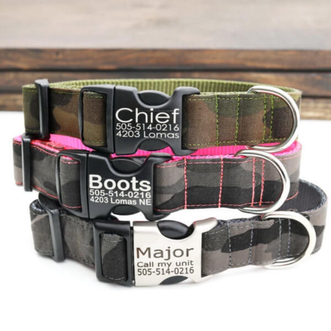 Mimi Green - Canvas Camouflage Dog Collars Green