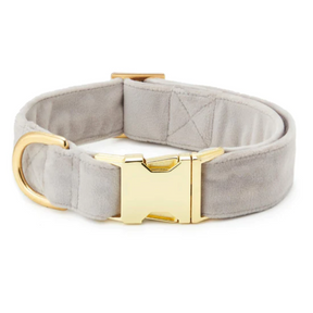 Fog Gray Velvet Dog Collar