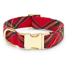 Red Tartan Holiday Dog Collar