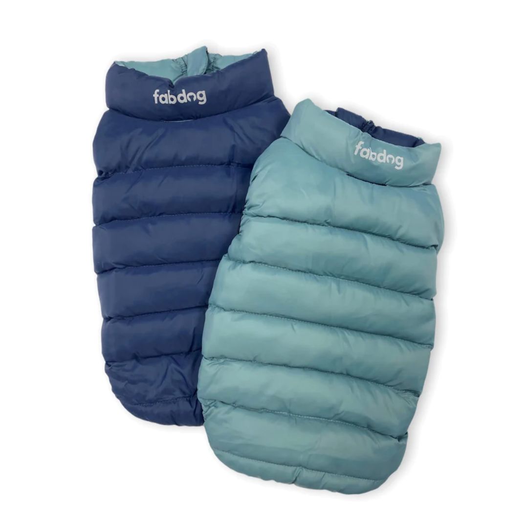 Fabdog Combo Pack N' Go Reversible Dog Puffer Blue