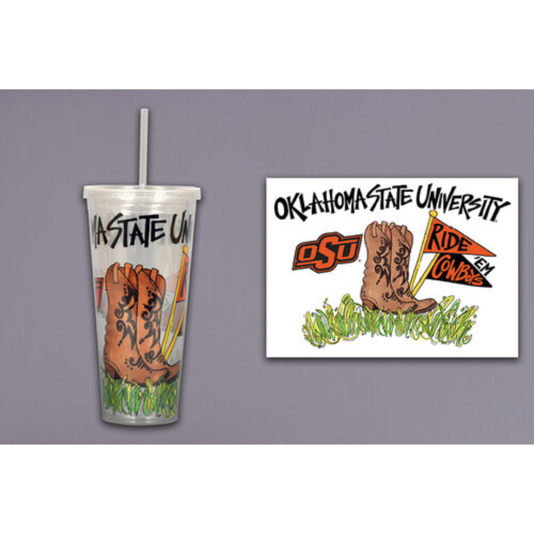 Magnolia Lane Oklahoma State Tumbler with Lid & Straw