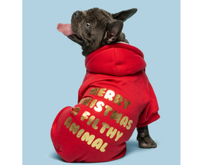 Merry Christmas Ya Filthy Animal" Dog Hoodie-Southern Agriculture