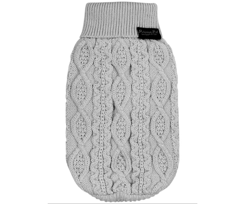 Parisian Pet - Cloud Grey Cable Knit Sweater for Dogs-Southern Agriculture